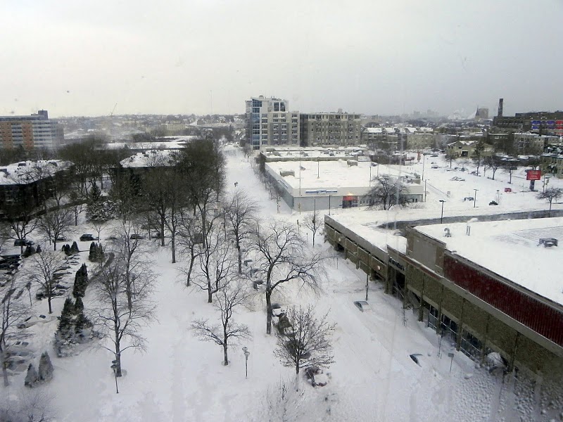 Downtown Milwaukee during snow