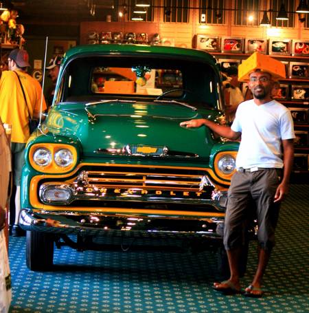 A 1958 Green Bay Packers Chevrolet tailgater pickup truck